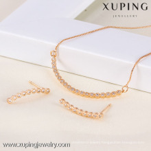 61115 multi stone ring shape jewelry 2016 woman wedding fashion rose gold necklace earring jewelry set